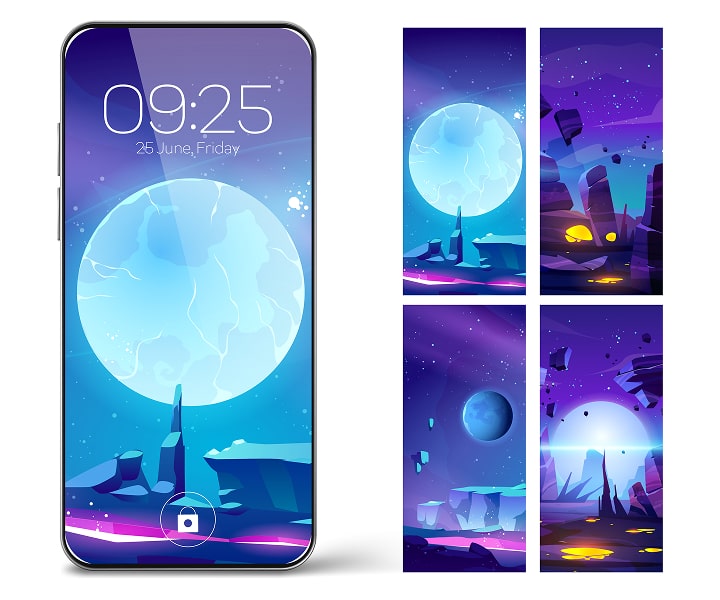 Phone with wallpappers